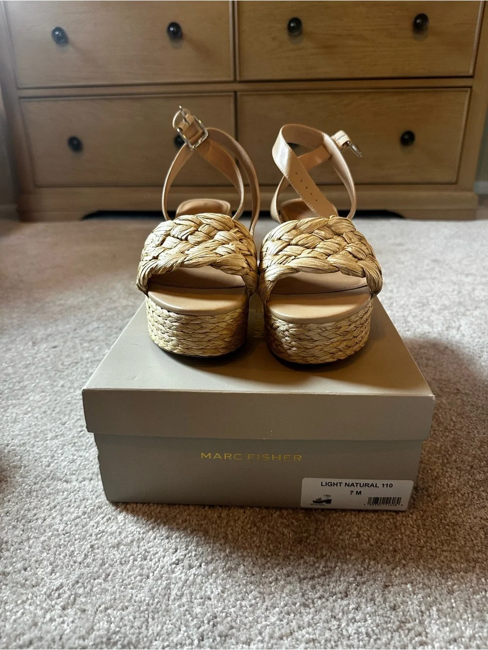 Marc Fisher Braided Espadrille Platform Wedge Sandal in Natural